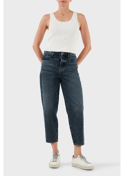 Pamuklu Tapered Fit Normal Bel Daralan Paça Jeans Bayan Kot Pantolon XW000128 AF14471 MB001 fiyatları