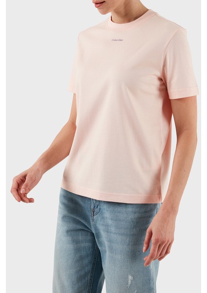 Pamuklu Regular Fit Bisiklet Yaka Logolu T Shirt LV147C857GVI7 Bayan T Shirt LV147C857G Vı7