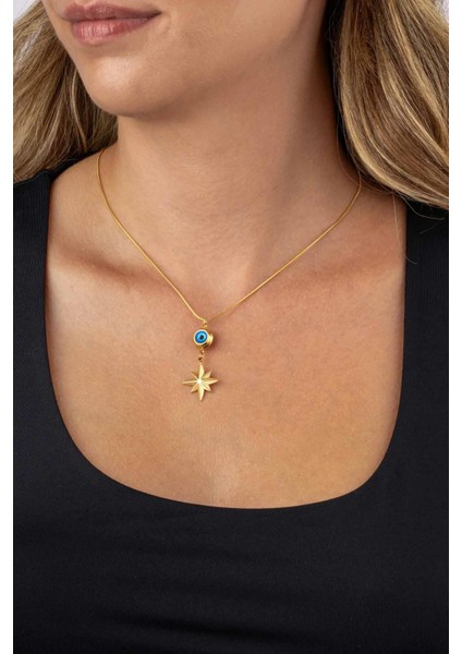 Top Zincirli Altın Kaplama Yonca Kadın Çelik Kolye modelleri
