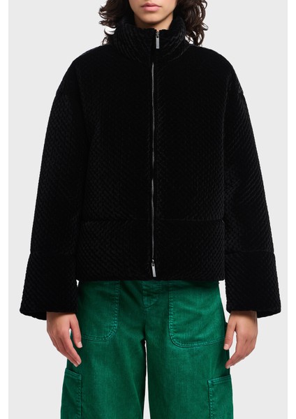 Regular Fit Dik Yaka Efektli Kadife Mont Bayan Mont EW001464 AF14361 UC001