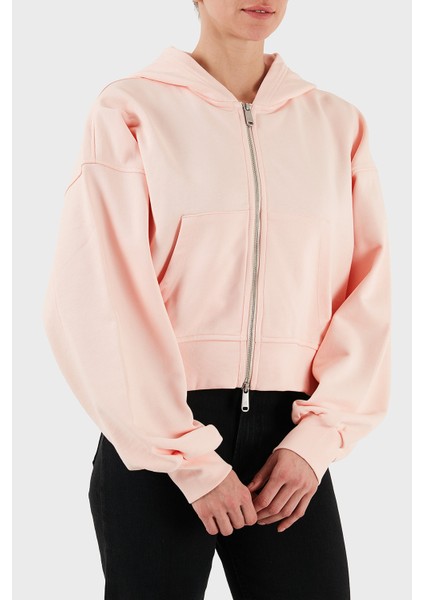 Pamuklu Oversize Fit Kapüşonlu Fermuarlı Crop Sweat LV047C216GVI7 Bayan Sweat LV047C216G Vı7