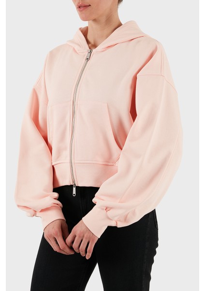Pamuklu Oversize Fit Kapüşonlu Fermuarlı Crop Sweat LV047C216GVI7 Bayan Sweat LV047C216G Vı7 indirimleri