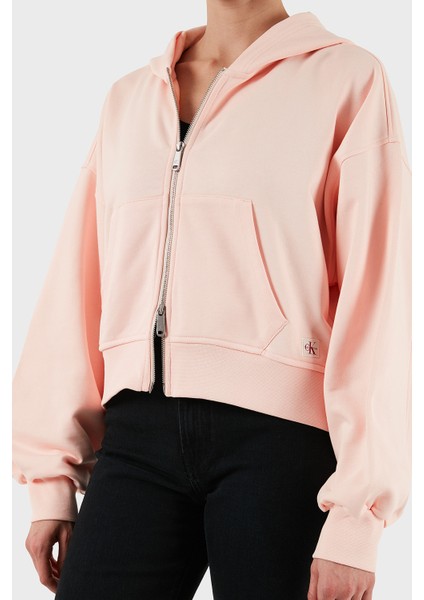 Pamuklu Oversize Fit Kapüşonlu Fermuarlı Crop Sweat LV047C216GVI7 Bayan Sweat LV047C216G Vı7