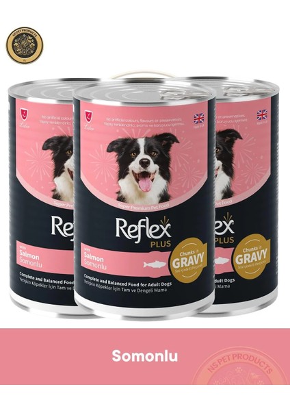 Plus Sos Içinde Et Parçacıklı Somonlu Yetişkin Köpek Maması 3X400GR