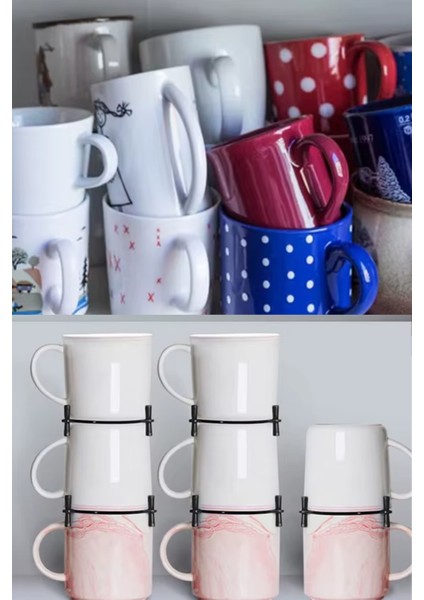 Bardak ve Kupa Düzenleyici Dolap Içi Yer Kazandırıcı 6 Adet