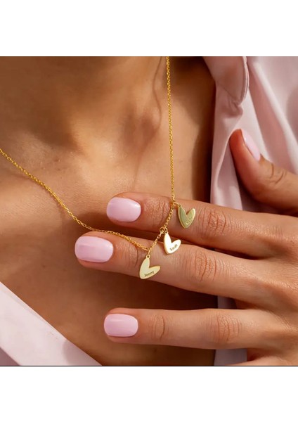 925 Gümüş | 3 Kalbe Istediği Yazdır Kolye