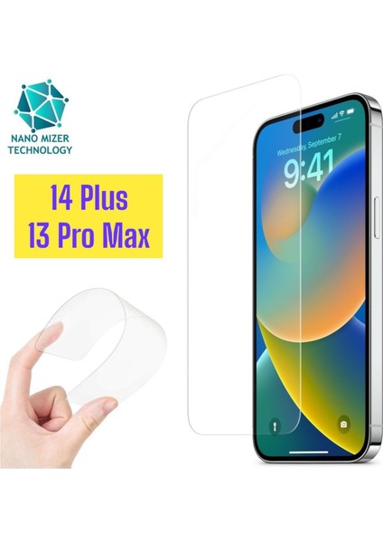 Iphone 14 Plus/13 Pro Max Ekran Koruyucu Nanoglass Kabarcıksız Şeffaf Ekran Koruyucu