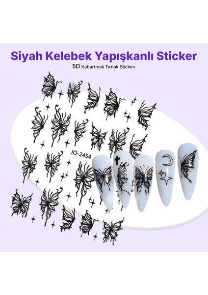 STC-JO-2454 - Siyah Kelebek Yapışkanlı Sticker