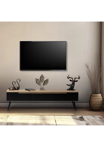 Flora Mass Dekoratif Tv Ünitesi 150 cm (Meşe-Siyah)