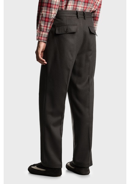 Relaxed Fit Normal Bel Düz Paça Pileli Yün Pantolon Erkek Pantolon EM003287 AF17835 U8112 modelleri