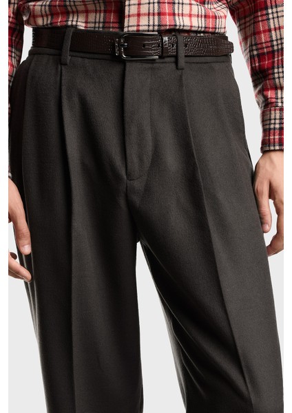 Relaxed Fit Normal Bel Düz Paça Pileli Yün Pantolon Erkek Pantolon EM003287 AF17835 U8112 fırsatları