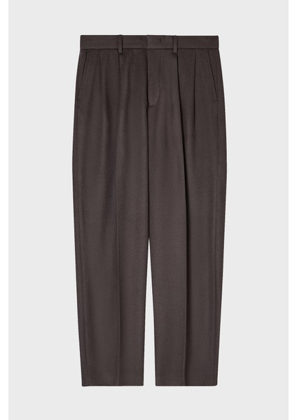 Relaxed Fit Normal Bel Düz Paça Pileli Yün Pantolon Erkek Pantolon EM003287 AF17835 U8112 indirimleri