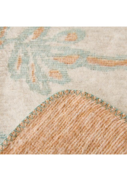 Soft Nava Pamuklu Çift Kişilik Battaniye - Ekru / Yeşil - 200X220 cm fırsatları