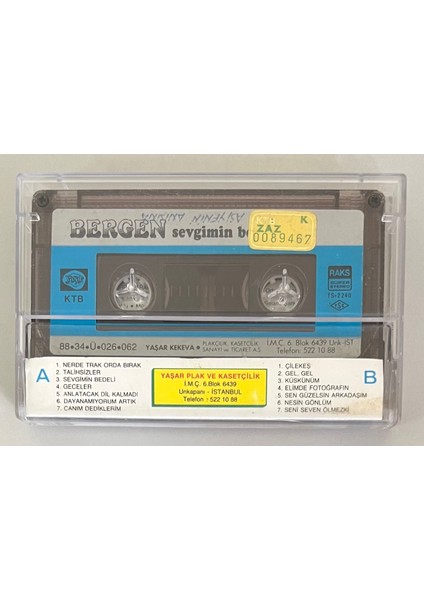 Bergen Sevgimin Bedeli Kaset (Orijnal 1988 Dönem Kağıt Baskı Kaset) fiyatları