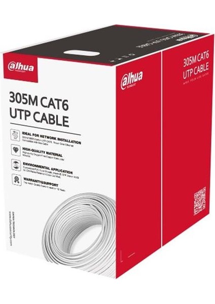 Dahua DH-PFM920I-6UN-C Utp Cat6 305 Metre %100 Bakır Gri Renk Bakır Kablo