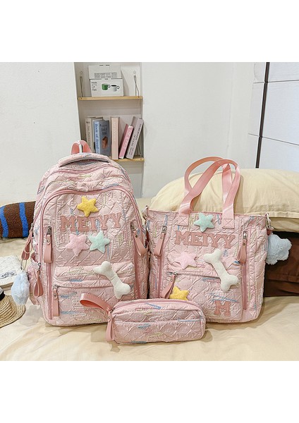 Yeni Yüksek Değerli Büyük Kapasiteli Ortaokul ve Lise Öğrencileri Kız Çanta Hafif Okul Çantası Moda Eğlence Omuz Sırt Bilgisayar Çantası (Yurt Dışından)