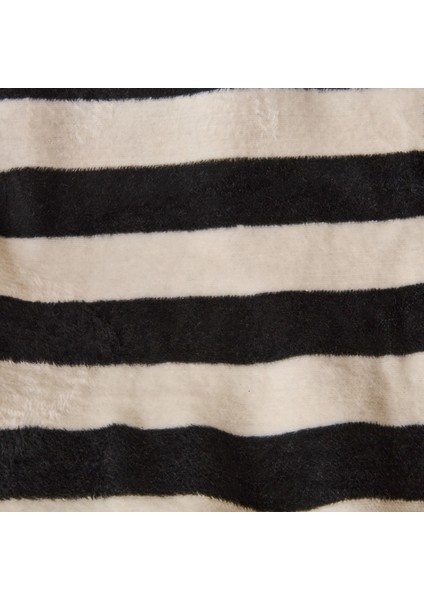 Soft Çizgili Pamuklu Tv Battaniyesi - Siyah / Beyaz - 130X170 cm fiyatları