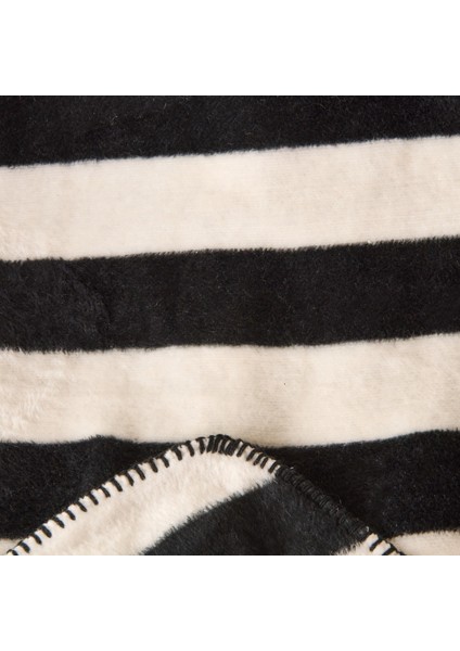 Soft Çizgili Pamuklu Tv Battaniyesi - Siyah / Beyaz - 130X170 cm modelleri