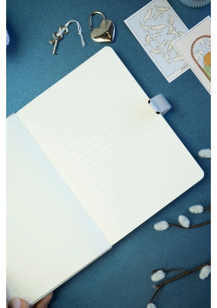 Hush Hush Kilitli Kutulu Metalik Çizgili Defter Gümüş 124-1909