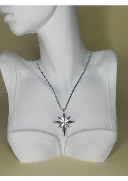 Çelik Unisex Kutup Yıldızı Kolye 60CM
