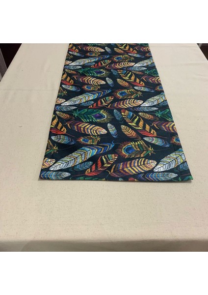 Renkli Tüy Desenli Runner, Yüksek Kaliteli Dijital Baskılı Runner, Dayanıklı, Modern Tasarım 40X110 cm