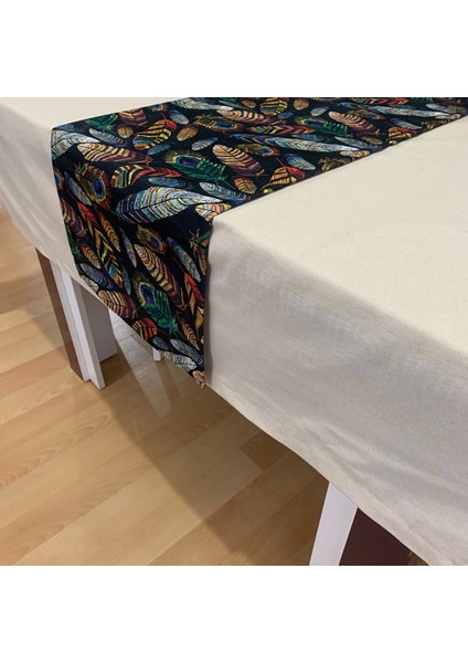 Renkli Tüy Desenli Runner, Yüksek Kaliteli Dijital Baskılı Runner, Dayanıklı, Modern Tasarım 40X110 cm modelleri