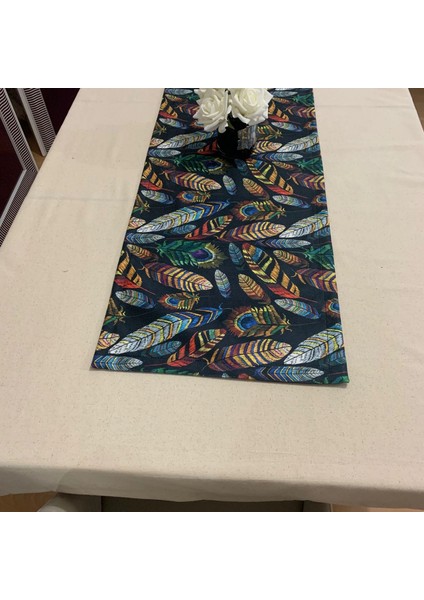 Renkli Tüy Desenli Runner, Yüksek Kaliteli Dijital Baskılı Runner, Dayanıklı, Modern Tasarım 40X110 cm fırsatları