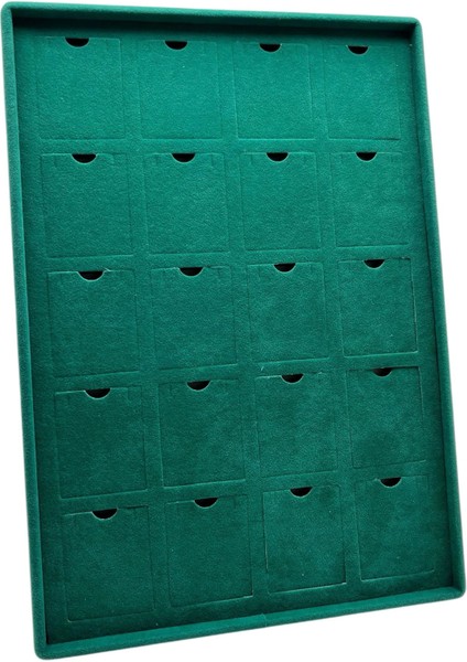 Dikine Süet Kumaş Yeşil 34-24 cm Ayaklı 20 Pedli Kolye Tabla Stand modelleri