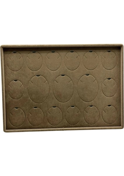 Süet Kumaş Kahve 34-24 cm Ayaklı 17 Pedli Kolye Tabla Stand indirimleri