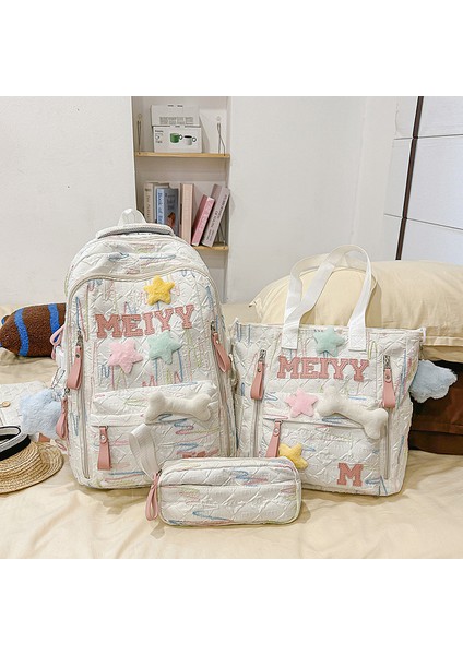 Yeni Yüksek Değerli Büyük Kapasiteli Ortaokul ve Lise Öğrencileri Kız Çanta Hafif Okul Çantası Moda Eğlence Omuz Sırt Bilgisayar Çantası (Yurt Dışından)