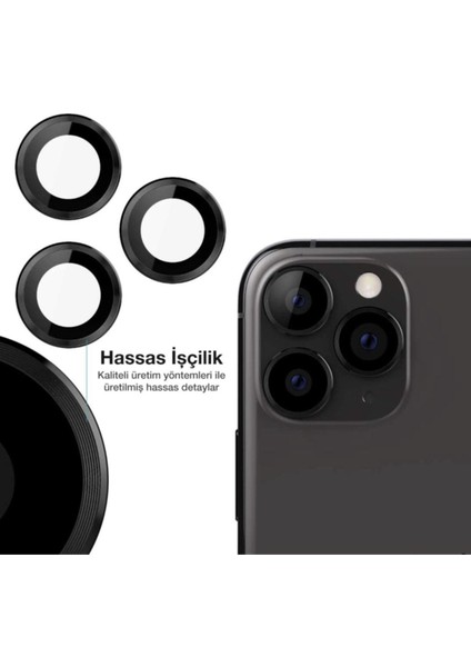 Iphone 13 Pro Max Kamera Koruyucu Lens Mercek Metal Çerçeveli 3lü Set Siyah Black indirimleri
