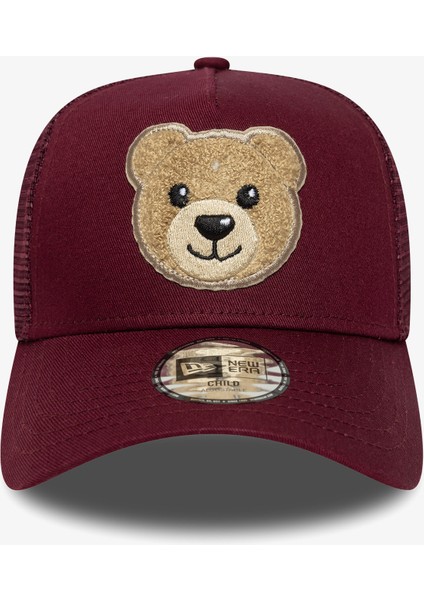 Boucle Bear Trucker Çocuk Bordo Şapka.-