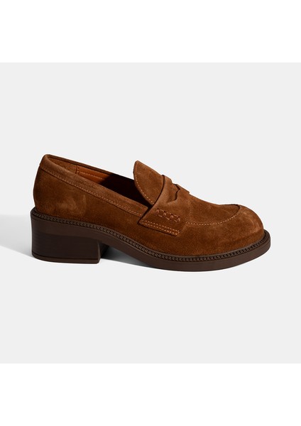 Kadın Taba Topuklu Süet Loafer fiyatları