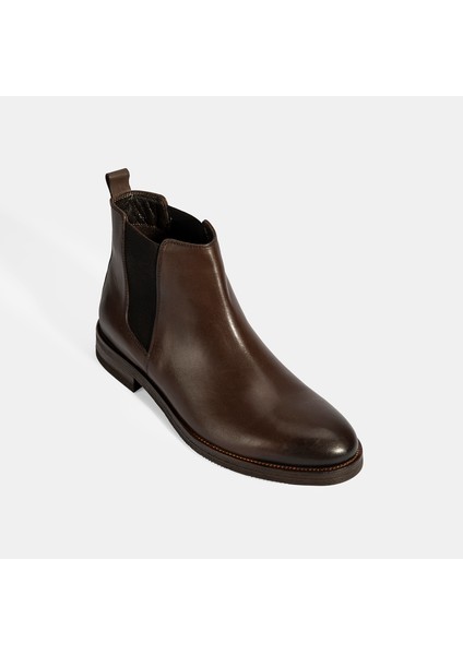 Erkek Kahve Lastik Detaylı Deri Bot indirimleri