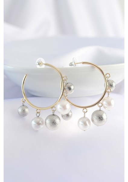 Pirinç Gümüş Renk Topçuk Model Gold Renk Halka Küpe TG27BKP8907 fiyatları