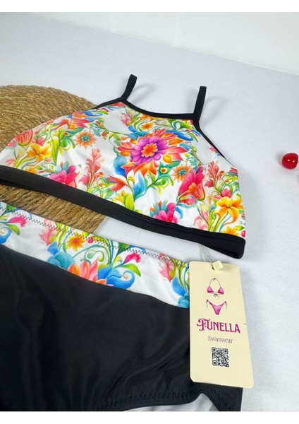 Kadın Şık Etnik Desenli Crop Bikini Takımı modelleri