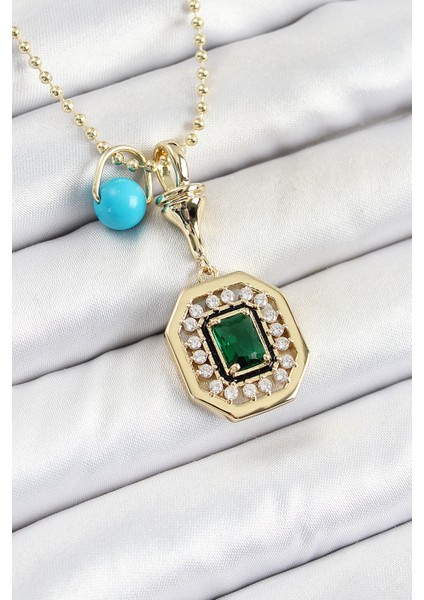 Gold Renk Pirinç Zirkon Taşlı Kadın Serenay Kolyesi TG27BKO10304