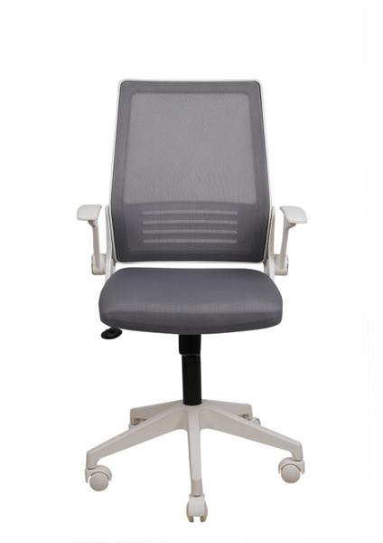 Katlanır Kollu Çalışma Sandalyesi MONTAJLI | Ofis ve Bilgisayar Koltuğu | Beyaz Kol Antrasit Kumaş fiyatları