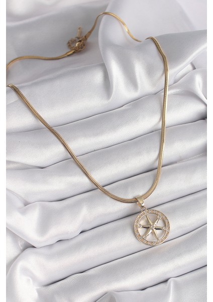 316L Çelik Gold Renk Italyan Zincir Zirkon Taşlı Kutup Yıldız Model Kadın Kolye TG27BKO9595 fiyatları