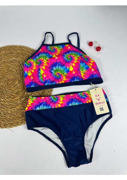 Kadın Şık Etnik Desenli Crop Bikini Takımı