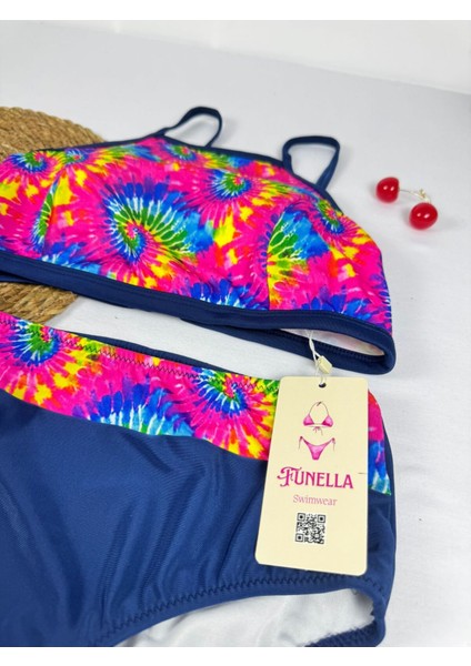 Kadın Şık Etnik Desenli Crop Bikini Takımı modelleri