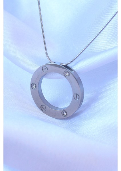 316L Çelik Gümüş Renk Zirkon Taşlı Model Kolye TG27BKO8884 fiyatları