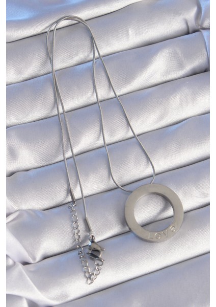 316L Çelik Gümüş Renk Zirkon Taşlı Model Kolye TG27BKO8884 fırsatları