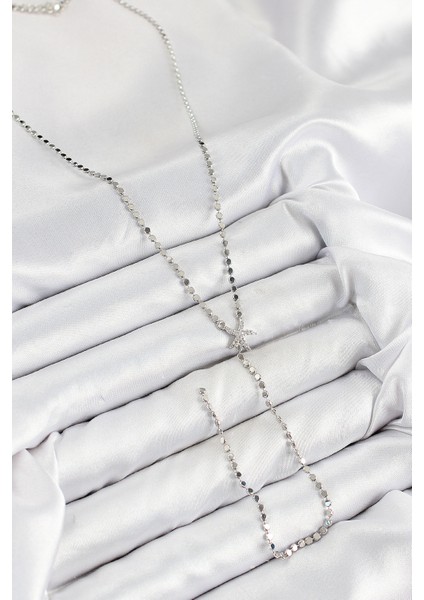 Pirinç Zirkon Taşlı Ezme Zincirli Deniz Yıldızı Model Gümüş Renk Y Kolye TG27BKO10466 fiyatları