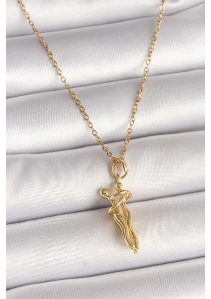 316L Çelik Gold Renk Zincir Sarılma Model Kadın Kolye TG27BKO9976