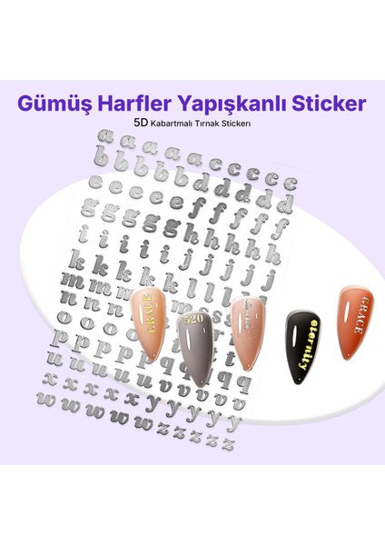 STC-MO-001 - Gümüş Harfler Yapışkanlı Sticker