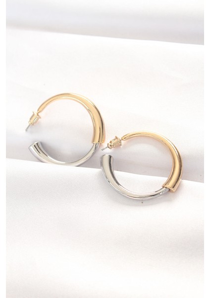 Pirinç Çift Renk Halka Küpe TG27BKP8887