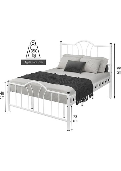Argimo Bella Çift Kişilik Ferforje Metal Karyola Beyaz indirimleri