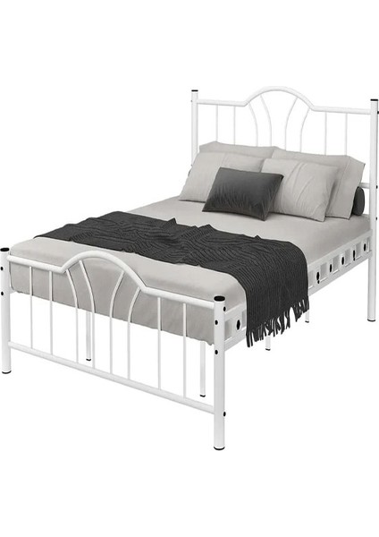 Argimo Bella Çift Kişilik Ferforje Metal Karyola Beyaz