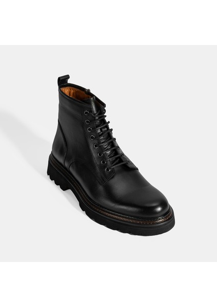 Erkek Siyah Bağcıklı Deri Postal Bot indirimleri